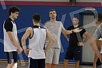 Training of basketball players Mega Bemax and new coach Vlado Jovanovic.Trening kosarkasa Mega Bemax i novog trenera Vlade Jovanovica.