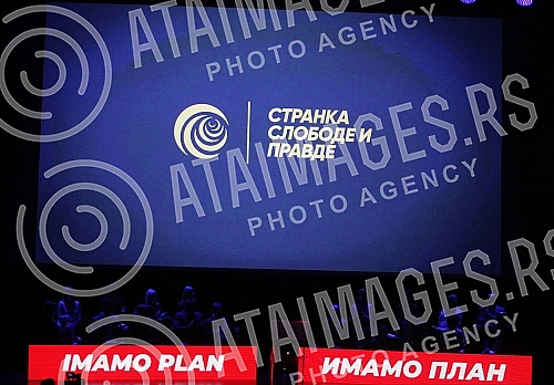 The Assembly of the Party of Freedom and Justice is being held in Kombank Hall.U Kombank dvorani se odrzava Skupstina Stranke slobode i pravde.