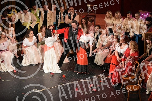 Georges Bizet's famous work, the opera Carmen, premiered at the National Theater in Nis under the baton of conductor Dejan Savic.Cuveno delo Zorza Bizea, opera Karmen, premijerno je izvedena u Narodnom pozoristu Nis pod dirigentskom palicom Dejana 