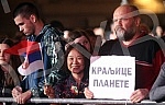 Welcome of Serbian volleyball players in front of the Belgrade City Assembly after winning a gold medal at the European Championship in Turkey.Docek srpskih odbojkasica ispred Skupstine grada Beograda posle osvojene zlatne medalje na Evropskom prens