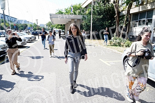 Former State Secretary in the Ministry of the Interior of Serbia Dijana Hrkalovic leaves the building where she was for an informative interview in the Sector of Internal Control of the Ministry of Internal Affairs of Serbia.Bivsa drzavna sekretark