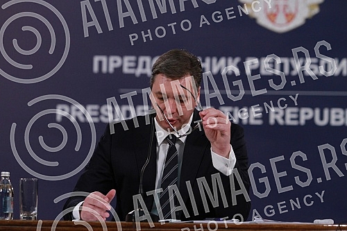 A press conference of the President of the Republic of Serbia, Aleksandar Vucic, was held in the Presidency of Serbia.U Predsednistvu Srbije odrzana konferencija za novinare predsednika Republike Srbije Aleksandra Vucica.