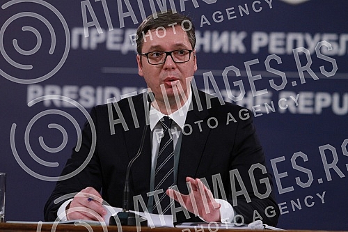 A press conference of the President of the Republic of Serbia, Aleksandar Vucic, was held in the Presidency of Serbia.U Predsednistvu Srbije odrzana konferencija za novinare predsednika Republike Srbije Aleksandra Vucica.