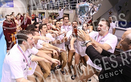 Treca utakmica finala plejofa prvenstva Srbije u vaterpolu izmedju VK Radnicki Kragujevac i VK Partizan Rajfajzen.