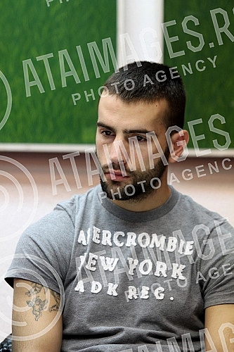 Press conference by Nikola Sjekloca, professional boxer held in press center of Crvena zvezda.Pres konferencija Nikole Sjekloce, profesionalnog boksera odrzana u pres centru SD Crvena zvezda.