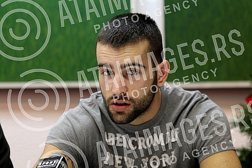Press conference by Nikola Sjekloca, professional boxer held in press center of Crvena zvezda.Pres konferencija Nikole Sjekloce, profesionalnog boksera odrzana u pres centru SD Crvena zvezda.