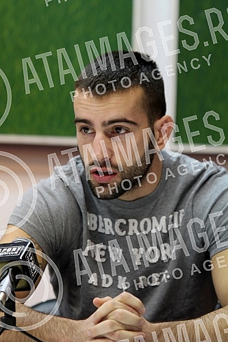 Press conference by Nikola Sjekloca, professional boxer held in press center of Crvena zvezda.Pres konferencija Nikole Sjekloce, profesionalnog boksera odrzana u pres centru SD Crvena zvezda.