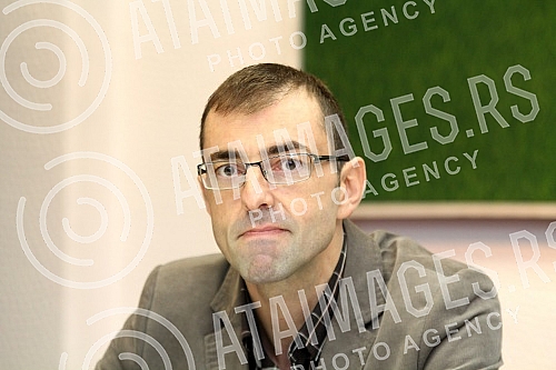 Press conference by Nikola Sjekloca, professional boxer held in press center of Crvena zvezda.Pres konferencija Nikole Sjekloce, profesionalnog boksera odrzana u pres centru SD Crvena zvezda.