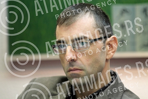 Press conference by Nikola Sjekloca, professional boxer held in press center of Crvena zvezda.Pres konferencija Nikole Sjekloce, profesionalnog boksera odrzana u pres centru SD Crvena zvezda.