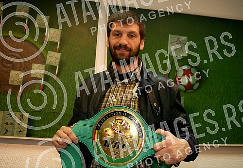 Press conference by Nikola Sjekloca, professional boxer held in press center of Crvena zvezda.Pres konferencija Nikole Sjekloce, profesionalnog boksera odrzana u pres centru SD Crvena zvezda.