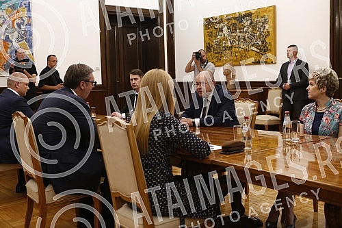 The President of the Republic of Serbia, Aleksandar Vucic, at consultations on the candidate for Prime Minister with representatives of the electoral list of the Alliance of Voivodeship Hungarians - Istvan Pastor.Predsednik Republike Srbije Aleksan