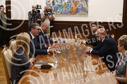 The President of the Republic of Serbia, Aleksandar Vucic, at consultations on the candidate for Prime Minister with representatives of the electoral list of the Alliance of Voivodeship Hungarians - Istvan Pastor.Predsednik Republike Srbije Aleksan