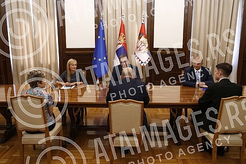 The President of the Republic of Serbia, Aleksandar Vucic, at consultations on the candidate for Prime Minister with representatives of the electoral list of the Alliance of Voivodeship Hungarians - Istvan Pastor.Predsednik Republike Srbije Aleksan