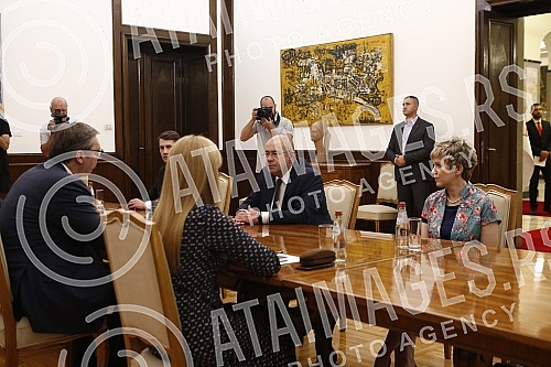 The President of the Republic of Serbia, Aleksandar Vucic, at consultations on the candidate for Prime Minister with representatives of the electoral list of the Alliance of Voivodeship Hungarians - Istvan Pastor.Predsednik Republike Srbije Aleksan