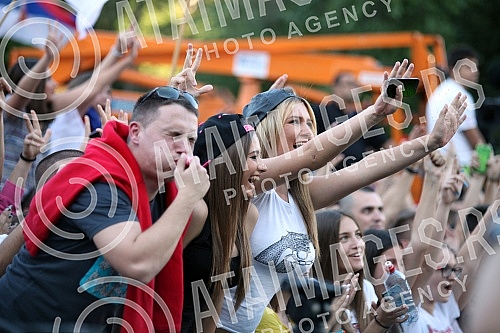 Docek reprezentacije Srbije do 20 godina (U20) na platou ispred Gradske Skupstine po povratku sa Svetskog prvenstva na Novom Zelandu i osvajanja prvog mesta. 