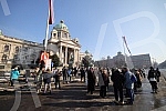 Supporters of the Provisional Assembly of the People Worthy of Serbia gathered in front of the National Assembly building.Pristalice Privremene skupstine naroda dostojnog Srbije okupile su se ispred zgrade Narodne skupstine.