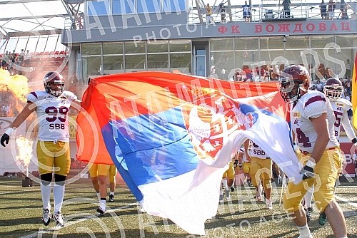 Final four Belgrade Europe Champions League odrzan na stadionu Vozdovac (TC Stadion) u Beograd. Finalna utakmica izmedju SBB Vukovi (Belgrade/Serbia) i Carlstad Crusaders(Sweden).