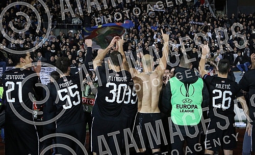UEFA Europa League group stage match between FK Partizan (Serbia) and KF Skenderbeu (Albania) played at Partizan stadium. Utakmica grape faze UEFA Evropa Lige izmedju FK Partizan i FK Skenderbeg odigrana na station Partizana.