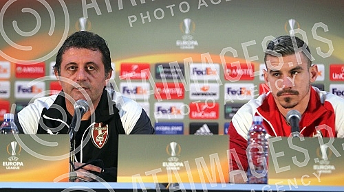 Press conference and practice of FC Skenderbeu on stadium FK Partizan.Pres konferencija i trening FC Skenderbeu na stadionu FK Partizan. 