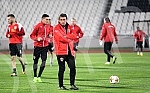 Press conference and practice of FC Skenderbeu on stadium FK Partizan.Pres konferencija i trening FC Skenderbeu na stadionu FK Partizan. 