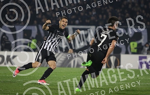 UEFA Europa League group stage match between FK Partizan (Serbia) and KF Skenderbeu (Albania) played at Partizan stadium. Utakmica grape faze UEFA Evropa Lige izmedju FK Partizan i FK Skenderbeg odigrana na station Partizana.