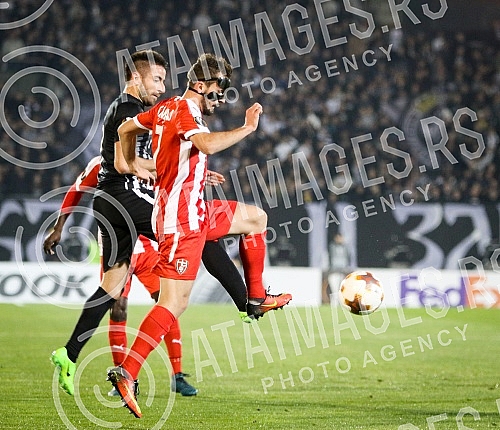 UEFA Europa League group stage match between FK Partizan (Serbia) and KF Skenderbeu (Albania) played at Partizan stadium. Utakmica grape faze UEFA Evropa Lige izmedju FK Partizan i FK Skenderbeg odigrana na station Partizana.