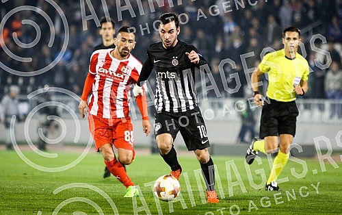 UEFA Europa League group stage match between FK Partizan (Serbia) and KF Skenderbeu (Albania) played at Partizan stadium. Utakmica grape faze UEFA Evropa Lige izmedju FK Partizan i FK Skenderbeg odigrana na station Partizana.