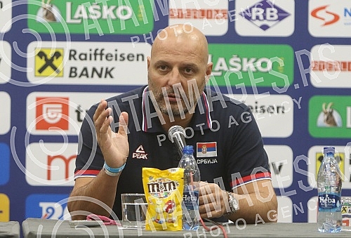 Press conference on the departure of the senior men's national team of Serbia to the World Cup in China.Konferencija za medije u hotelu Crown Plaza povodom odlaska seniorske muske reprezentacije Srbije na Svetsko prvenstvo u Kinu.