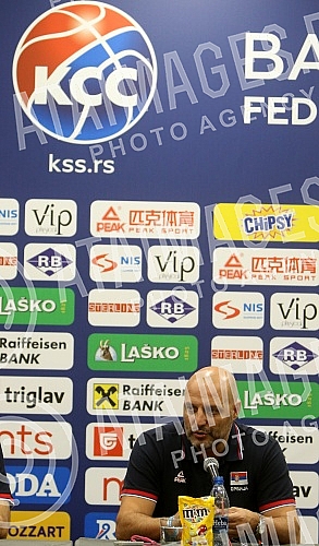 Press conference on the departure of the senior men's national team of Serbia to the World Cup in China.Konferencija za medije u hotelu Crown Plaza povodom odlaska seniorske muske reprezentacije Srbije na Svetsko prvenstvo u Kinu.