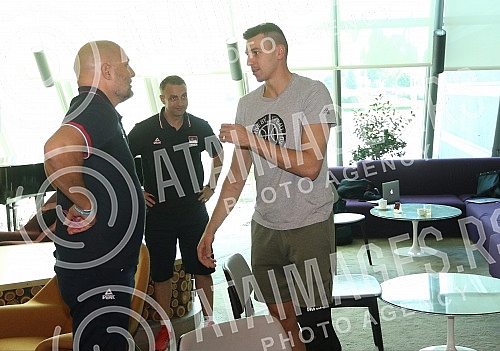 Press conference on the departure of the senior men's national team of Serbia to the World Cup in China.Konferencija za medije u hotelu Crown Plaza povodom odlaska seniorske muske reprezentacije Srbije na Svetsko prvenstvo u Kinu.