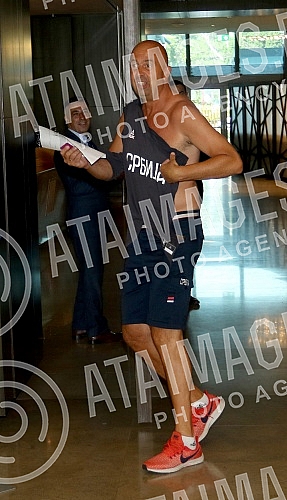 Press conference on the departure of the senior men's national team of Serbia to the World Cup in China.Konferencija za medije u hotelu Crown Plaza povodom odlaska seniorske muske reprezentacije Srbije na Svetsko prvenstvo u Kinu.