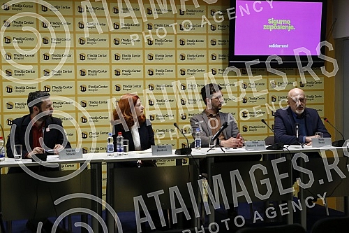 The press conference of the Coalition We Must, at which the program for labor and social rights was presented.Konferencija za novinare Koalicije Moramo na kojoj je predstavljen program za rad i socijalna prava.