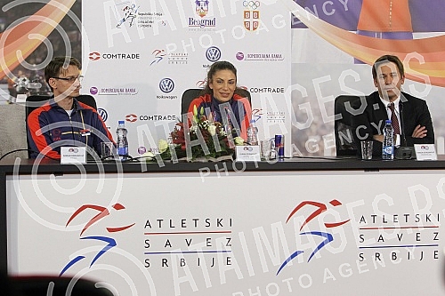 Ivana Spanovic, the winner of the gold medal at the WC indoor in the Birmingham.Docek Ivane Spanovic po osvajanju zlatn medalje na SP u dvorani u Birmigemu.