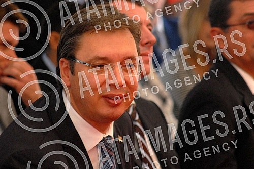 Otvaranje novog pogona Plazma keksa  kompanije Bambi u Pozarevcu, u prisustvu predsednika vlade Srbije Aleksandra Vucica.