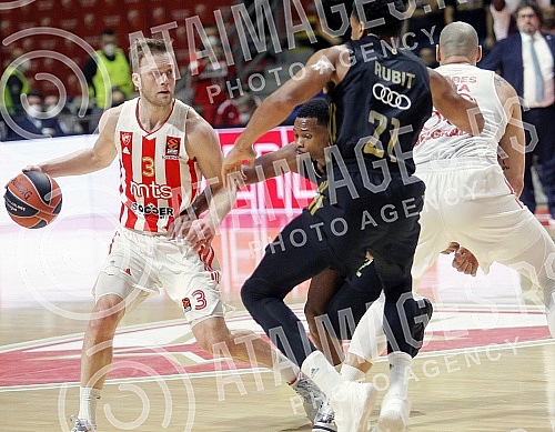 The match of the 16th round of the Turkish Airlines Euroleague between KK Crvena zvezda mts and FC Bayern Munich was played in the Aleksandar Nikolic Hall.Utakmica 16. kola Turkish Airlines Evrolige izmedju KK Crvena zvezda mts i FC Bajern Minhen o