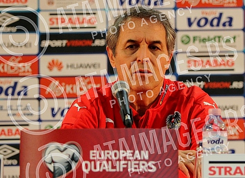 Press Conference and Training of the Austrian national football team (Osterreichische Team) held at the stadium 