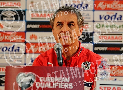 Press Conference and Training of the Austrian national football team (Osterreichische Team) held at the stadium 