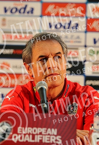 Press Conference and Training of the Austrian national football team (Osterreichische Team) held at the stadium 