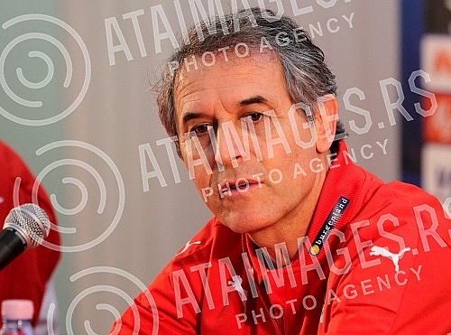 Press Conference and Training of the Austrian national football team (Osterreichische Team) held at the stadium 