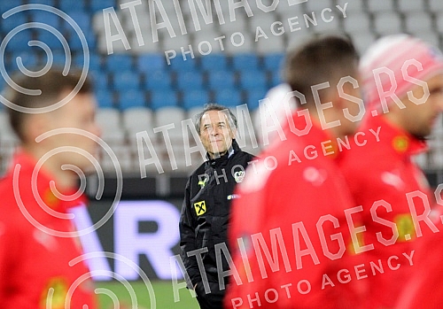 Press Conference and Training of the Austrian national football team (Osterreichische Team) held at the stadium 