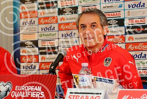 Press Conference and Training of the Austrian national football team (Osterreichische Team) held at the stadium 