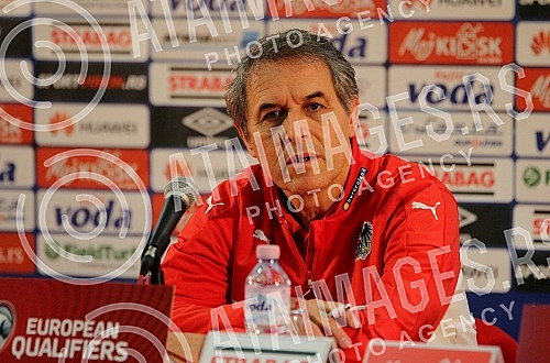 Press Conference and Training of the Austrian national football team (Osterreichische Team) held at the stadium 