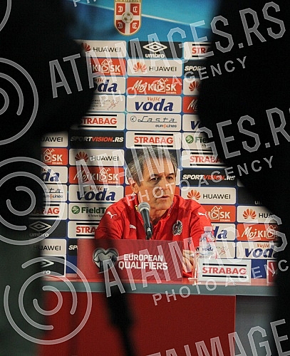 Press Conference and Training of the Austrian national football team (Osterreichische Team) held at the stadium 