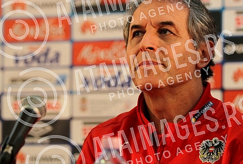 Press Conference and Training of the Austrian national football team (Osterreichische Team) held at the stadium 