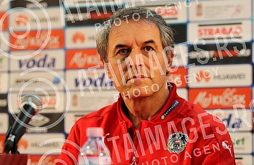 Press Conference and Training of the Austrian national football team (Osterreichische Team) held at the stadium 