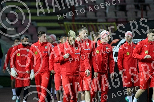 Press Conference and Training of the Austrian national football team (Osterreichische Team) held at the stadium 