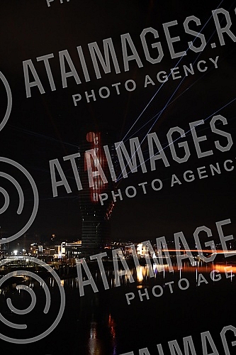 On the facade of the Belgrade Tower, the new symbol of Belgrade, in the first hour after midnight, the messages 