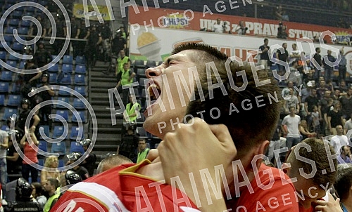 Serbian basketball League (KLS) playoffs final, 4th game, between KK Crvena Zvezda Telekom and KK Partizan NIS played at Aleksandar Nikolic sports hall.Cetvrta utakmica finala plej ofa Kosarkaske Lige Srbije (KLS) izmedju kosarkasa Crvene zvezde Tel