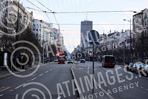 View of Belgrade during the first day of the weekend in which, according to the decision of the Government of Serbia from Friday at 21.00 to Monday at 06.00 in Serbia can only work grocery stores, some service activities (tailor, glass cutter, carpen