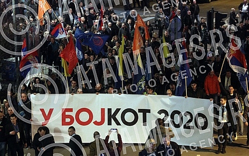 Protest walk of citizens and opposition representatives boycotting elections. Protestna setnja gradjana i predstavnika opozicije koji bojkotuju izbore.